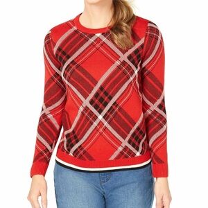 Charter Club Plaid Red Sweater for Women
